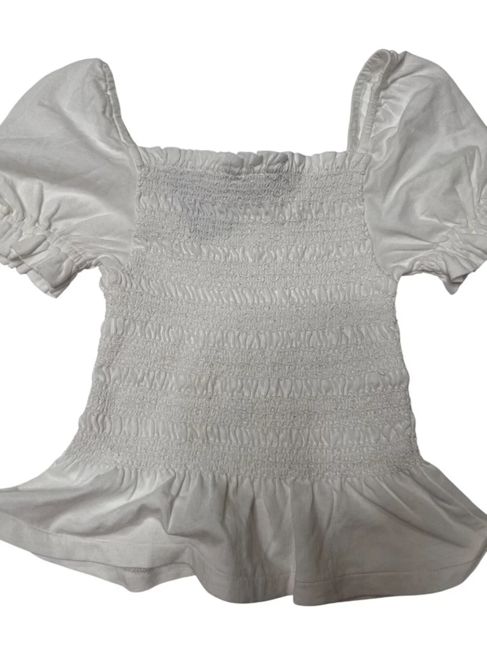 NWT/NWOT Ralph Lauren Smocked Puff-Sleeve Cotton Peplum Top White Size 6 & 6X